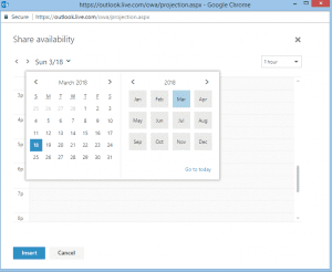 email office 365 calendar availability