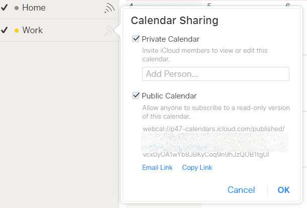 set up webdav server for calendar sharing icloud