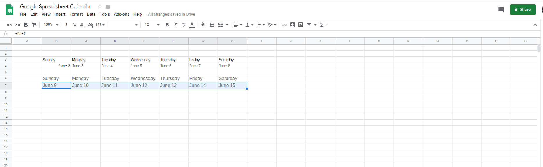 How To Make A Calendar In Google Sheets