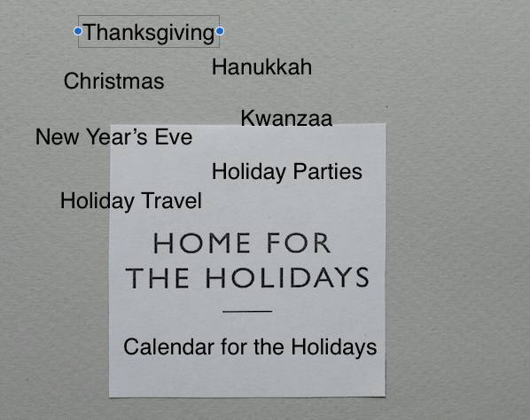 Calendar for the Holidays