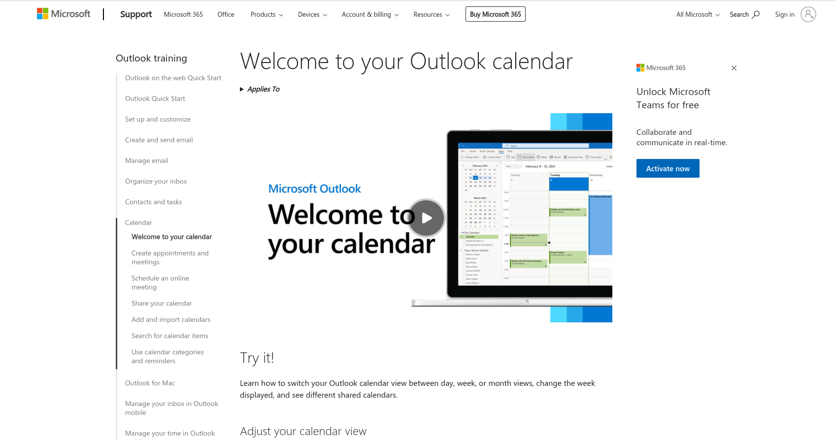 Microsoft Outlook Calendar